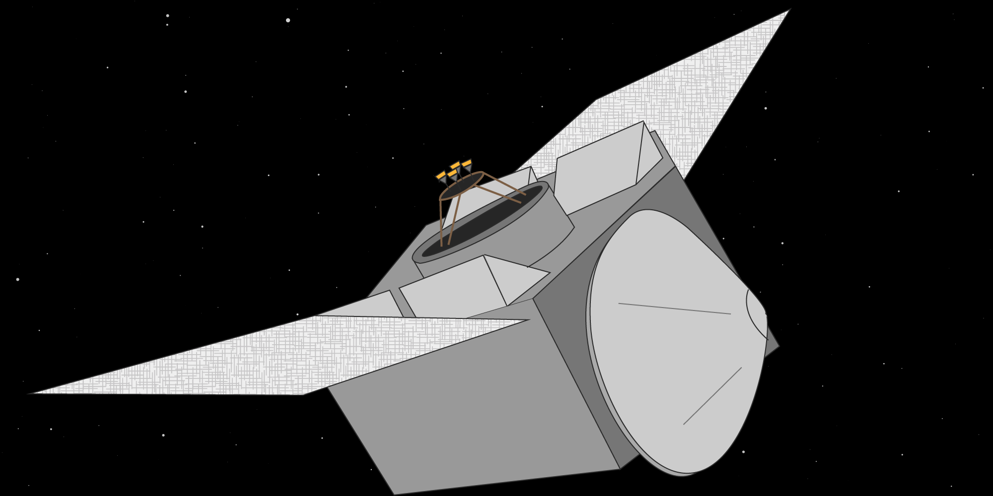 Illustration of spacecraft on starry background
